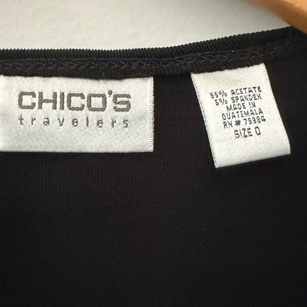 Chicos Travelers Black Tie Front Cardigan Long Sleeve Crop Sz 0 Stretch Layering